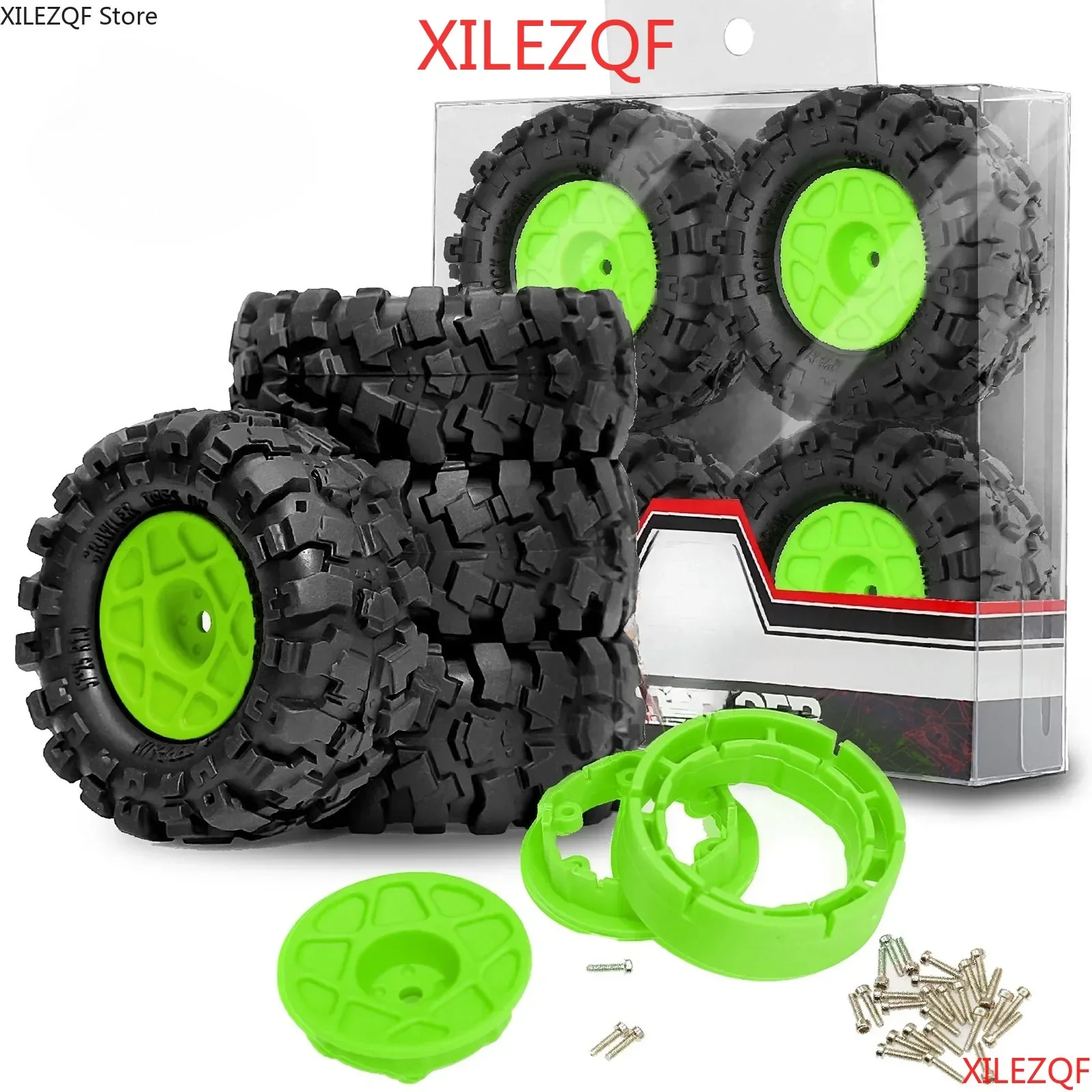 

Tires Mounted on 1.0 Beadlock Wheels 7mm Hex SCX24 Tires and Wheels for 1/24 RC Crawler Axial SCX24 90081