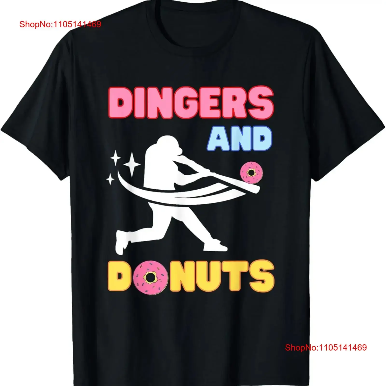 

Dingers and Donuts Baseball Fan Funny T Shirt vintage Washed Breathable graphic Versatile Comfortable fashion streetwear