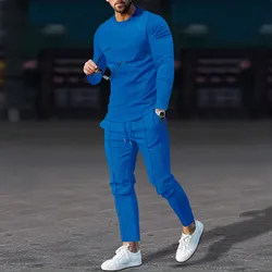 Conjunto de Polo y pantalones de manga larga con cuello de gofre, a la moda Camiseta holgada, novedad de 2023