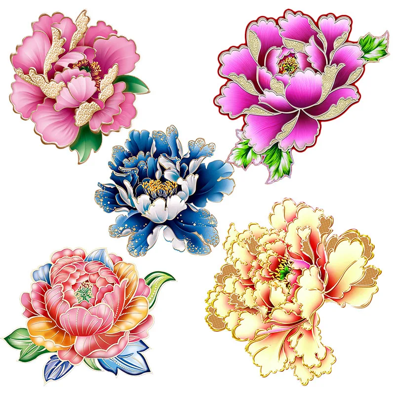 Three Ratels QCF56 Beautiful and exquisite rich peony Phnom Penh peony retro decoration sticker Refrigerator toilet decals