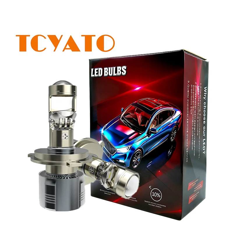 2PCS 100W H4 LED Len Mini Headlight Bulbs Super Bright 50000LM Bi-LED Projector Lenses H4 High Low Beam Headlamp For Car Moto