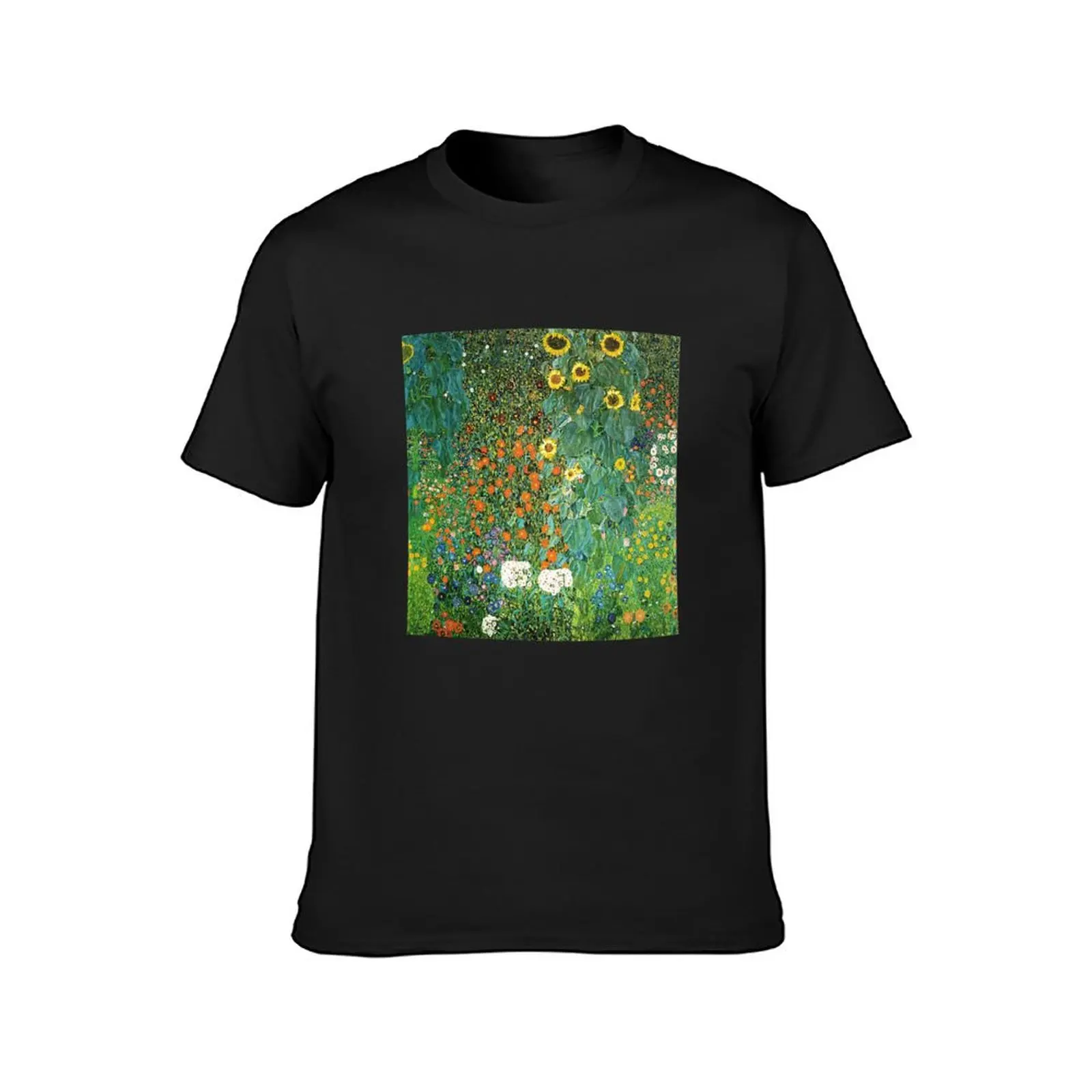 HD Country Garden With Sunflowers , by Gustav Klimt 1905-06 HIGH DEFINITION T-Shirt plain sublime men workout shirt