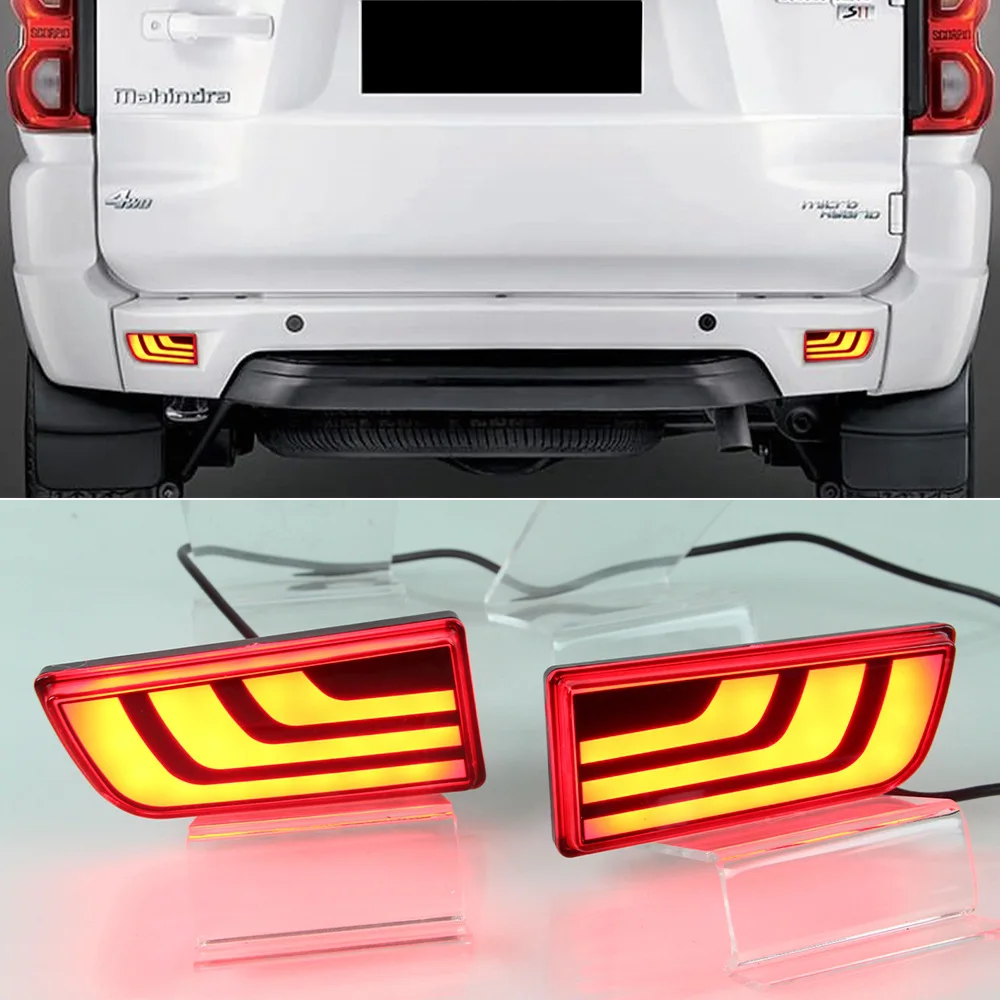 

Car flashing 2PCS Multi-function LED Reflector Lamp Rear Fog Lamp Rear Bumper Light Brake Light For Mahindra Scorpio 2018 2019