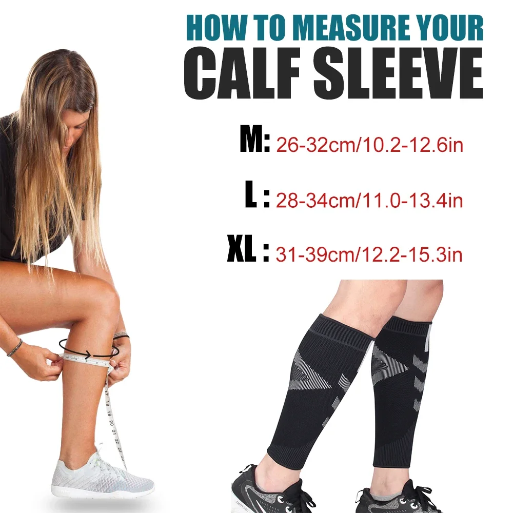 1Pair Calf Compression Sleeves for Men & Women, Footless Compression Sock for Shin Splint, Varicose Vein Treatment & Pain Relief