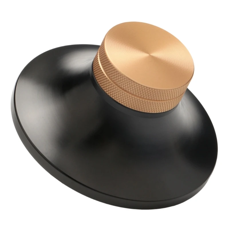 Gewichtsstabilisator mit dunkler Schallplattenklemme für Heimschallplatten mit Mittelhalt 55KC – Detail 1