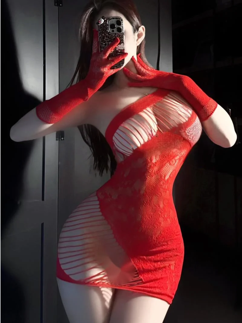 

Sexy Underwear Streaming Network Clothes Bag Hip Tank Mini Dress Diagonal Shoulder Red Bag Hip Dress Elegant Hot Sexy Women 9ILR