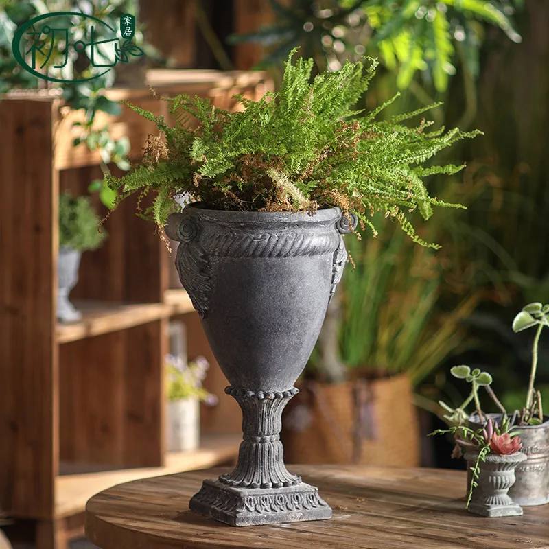 Wabi Stillwind retro vase ornament entrance goblet flower device retro handicraft flower pot shooting props