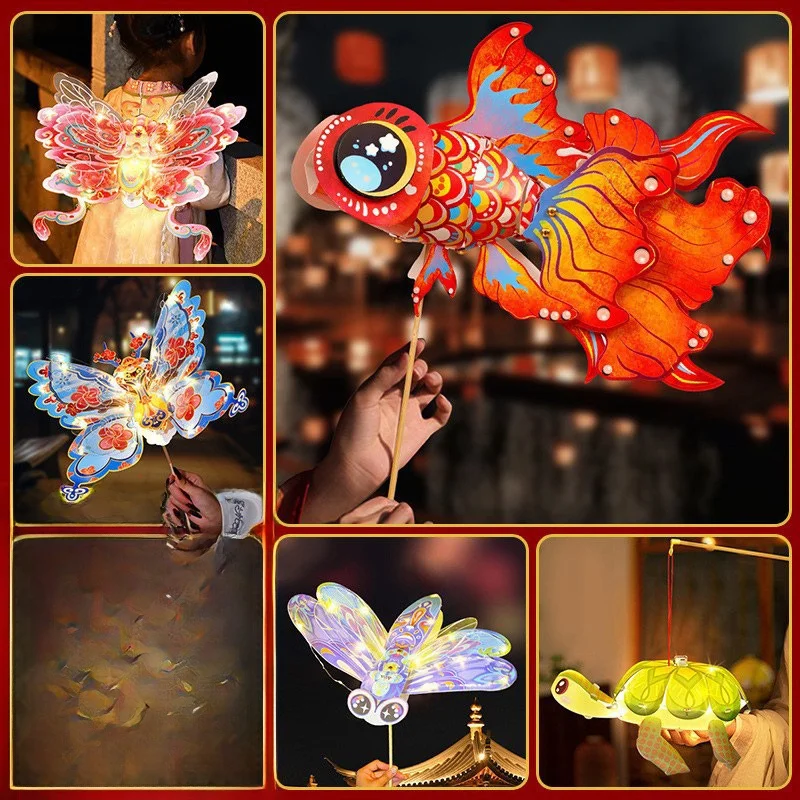 Portable Rabbit Lantern Ancient Style DIY Handheld Paper Lantern Children's Small Commodities for Mid-Autumn Festival Stall