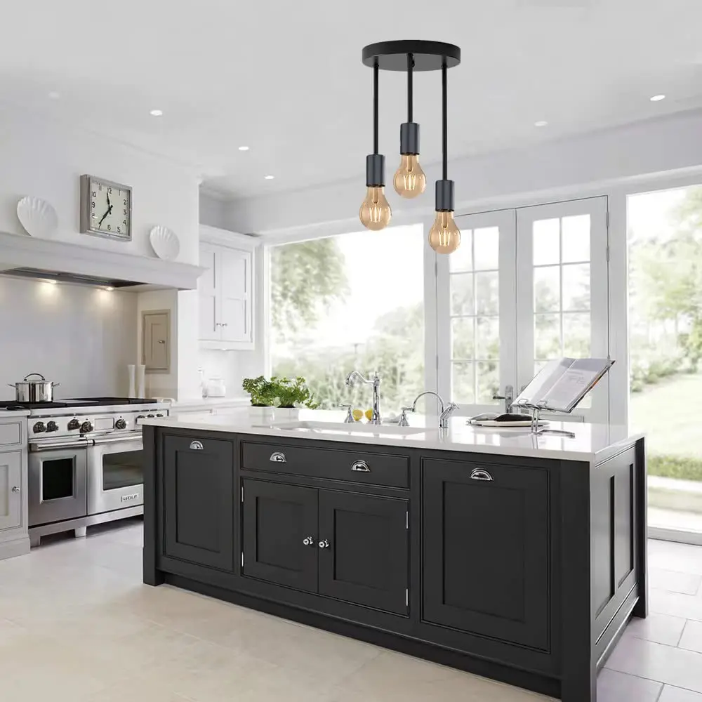 Plafoniera a 5 luci plafoniera industriale nera Vintage E26 E27 illuminazione a soffitto a LED retrò per sala da pranzo cucina soggiorno R