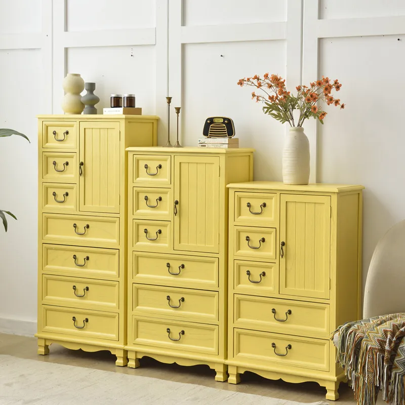 Country solid wood chest, retro chest of drawers, lockers, bedroom cabinets, living room wall drawers, combination cabinets