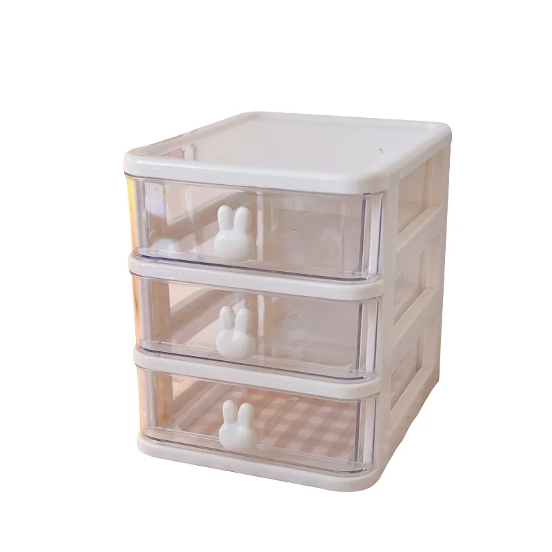 Rabbit Kawaii Desktop Organizer Drawer Pink/White Washi/Paper/Pencil/Sticker/Marker Cute Desk Storage Box Pen Holder Stationery