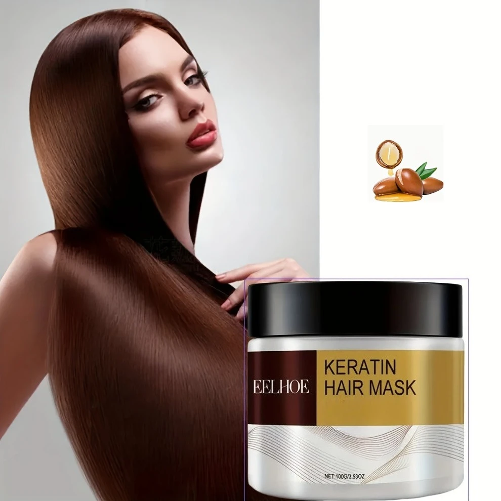 

Кератиновая маска для волос с кокосовым маслом и коллагеном, глубоко питательная, смягчает разглаживает поврежденные волосы для сухих вьющихся вьющихся волос с секущими кончиками