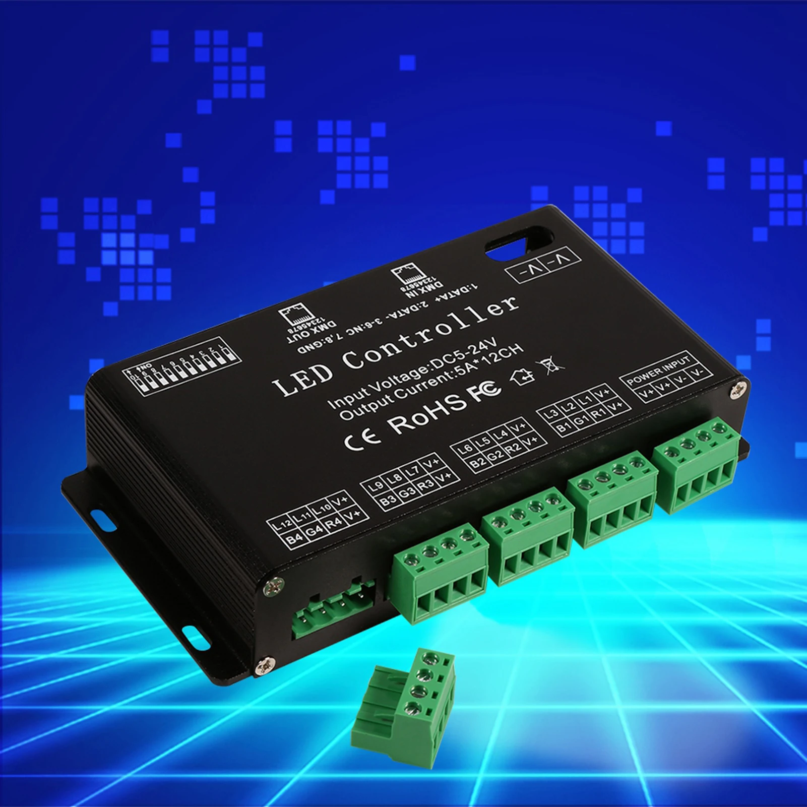 

DC5V-24V 6 Channel RGB LED Controller Decoder Driver Strip Module Black Color Decoder LED controller LED Decoder