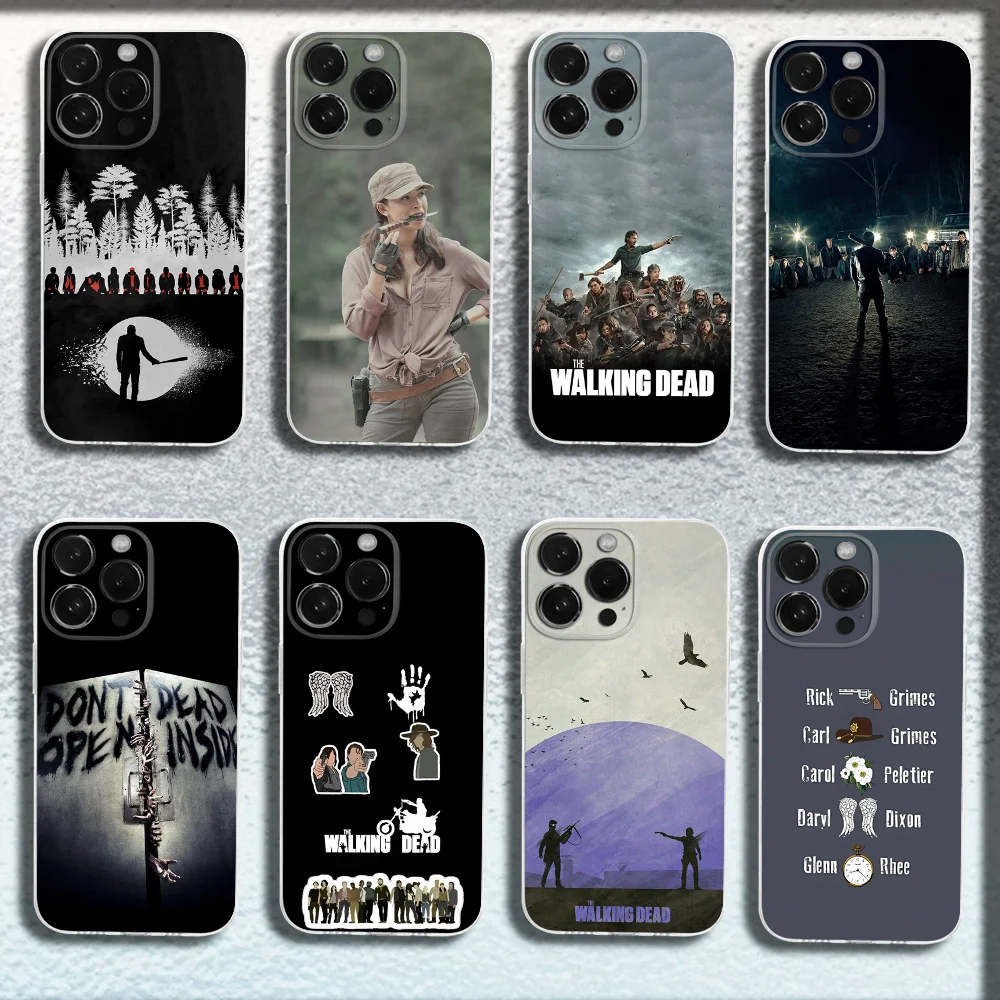 TWD T-The Walking Dead Capa de telefone para iPhone 16,15,14,13,12,11 Plus,Pro,Max,XR,XS,X,Plus,SE,Mini Capa macia transparente