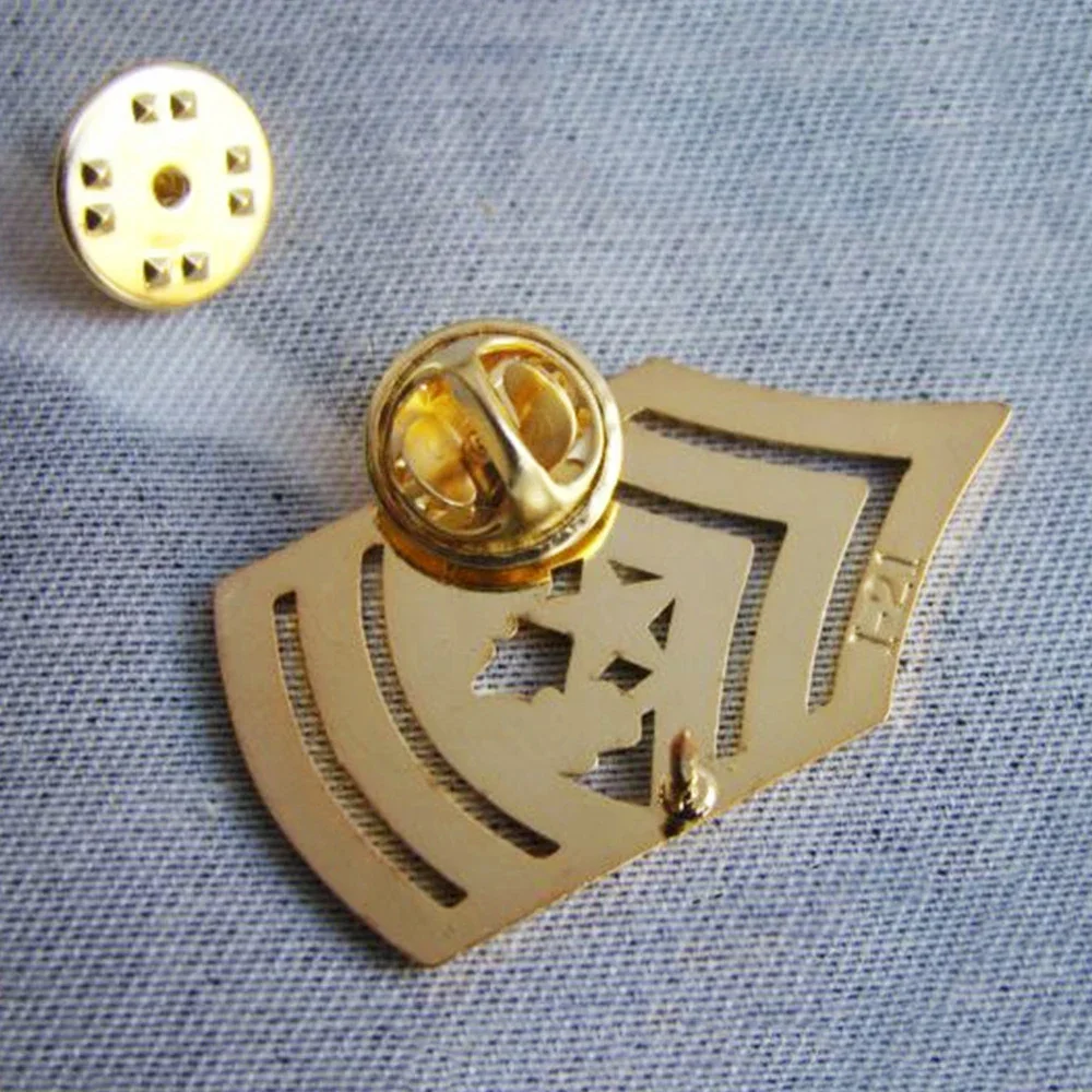 PAIR US METAL BADGE Vintage ARMY INSIGNIA MASTER SERGEANT MAJOR RANK PIN BROOCH
