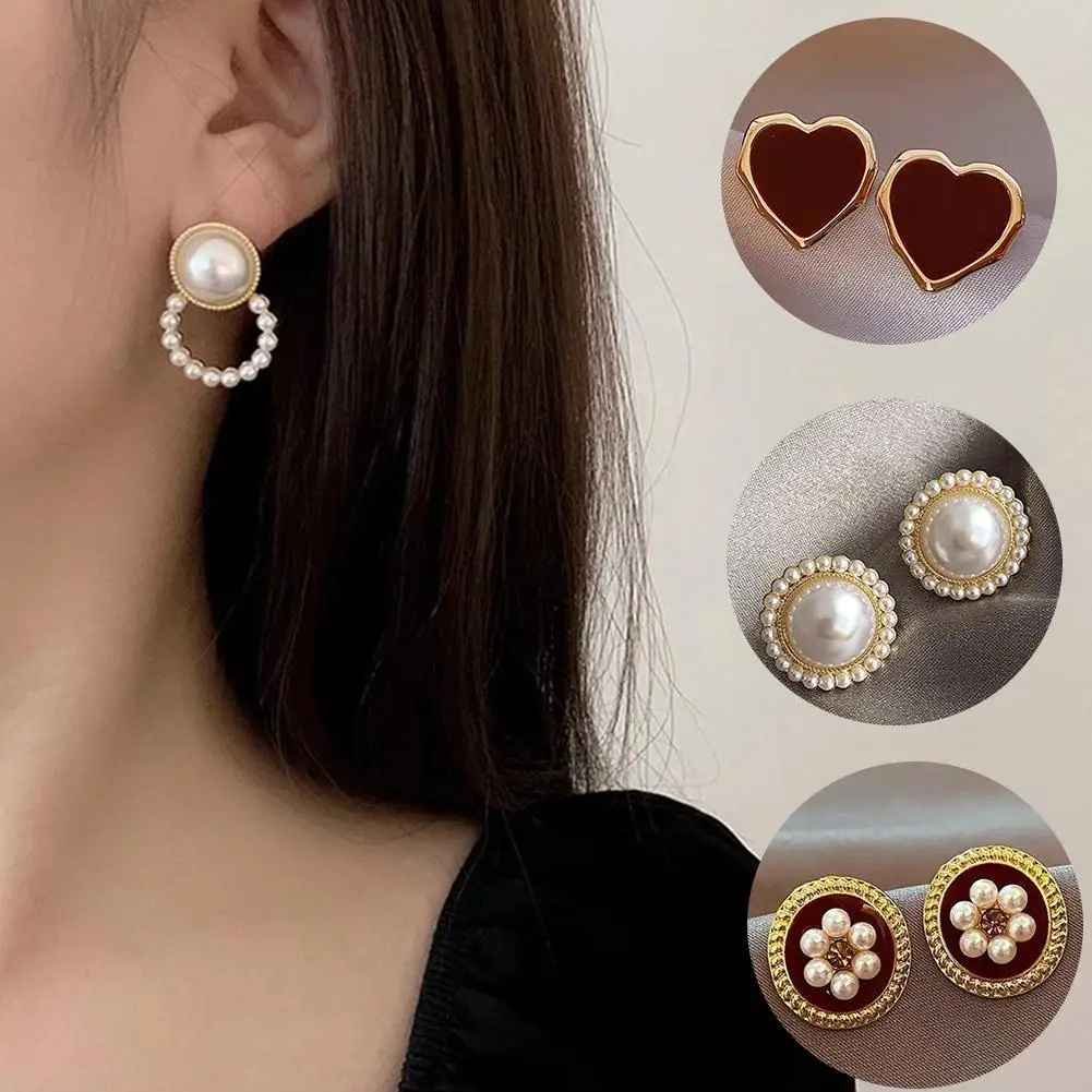 Korea Style Flower Shape Ear Clip Ear Rings Without Piercing For Girls Party Cute Lovely No Hole Ear Clip Pearl Jewelry