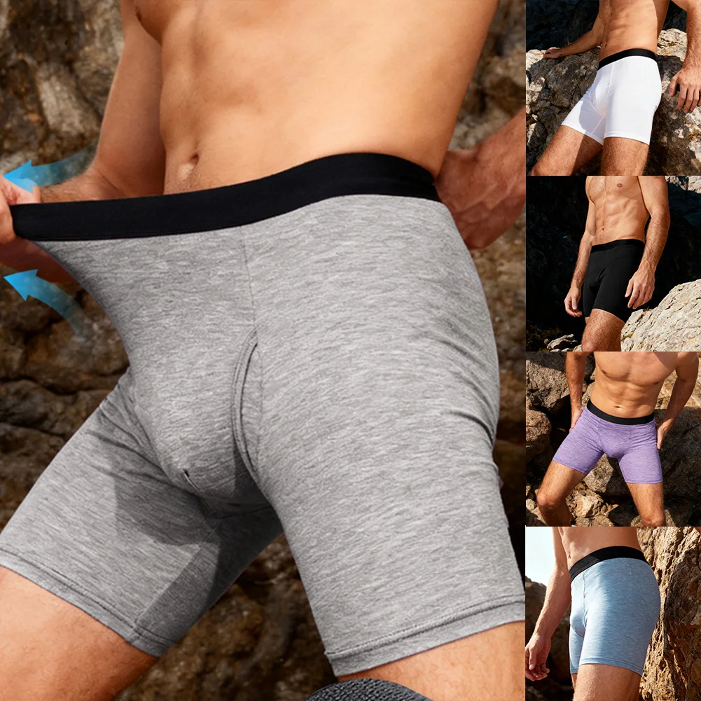

Men's Mid Length Boxer Shorts in Cotton with Antichafing Features and Side Open Pouch for Sport and Casual Use