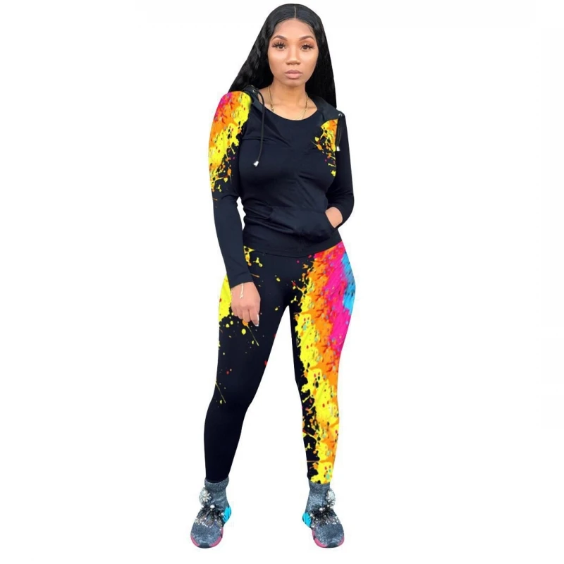 

2 Piece Women Set Dashiki African Spring Autumn Matching Sets Printing Two Pieces Sets Top And Pants Suits Outfits Clothing