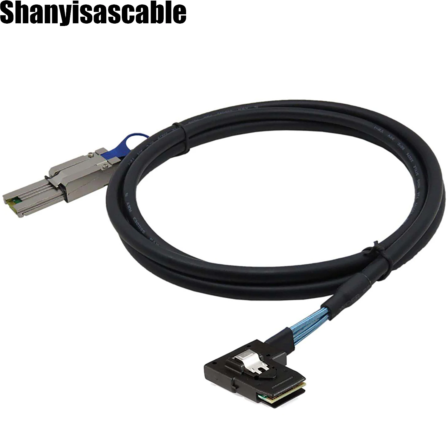 

0.5M Mini SAS 4X HD SFF-8088 26P male to Mini SAS SFF-8087 36P left angle Data Server Raid Cable adapter