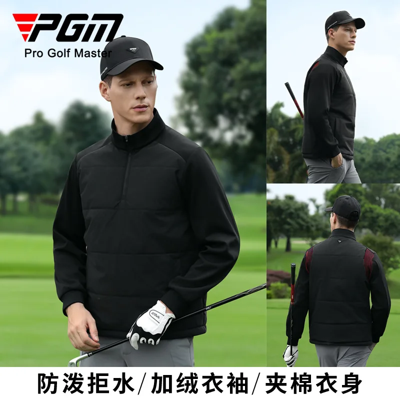 

PGM Golf Clothing Men's Autumn and Winter Waterproof Fleece Clothes Top Warm Padded Cotton Jacket