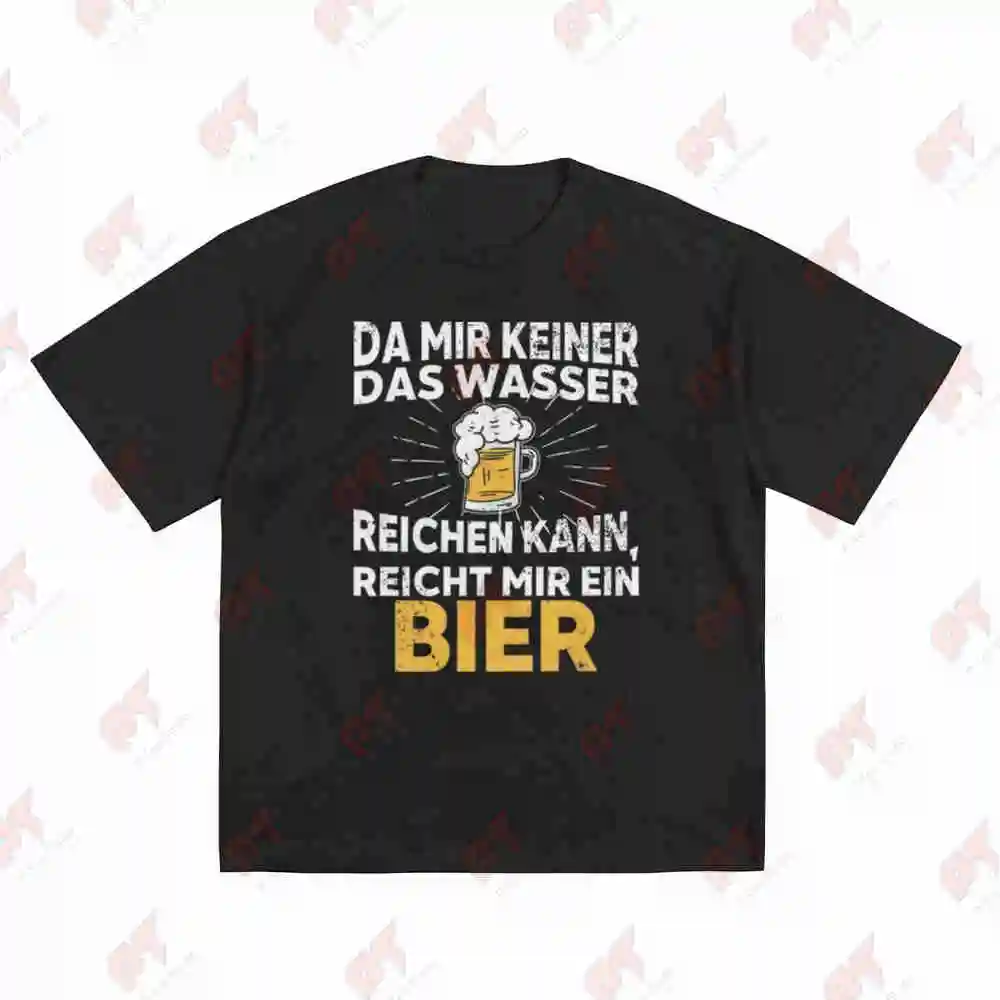 Beer Mug German Writing Short Sleeve Tee 100% Cotton T-Shirt