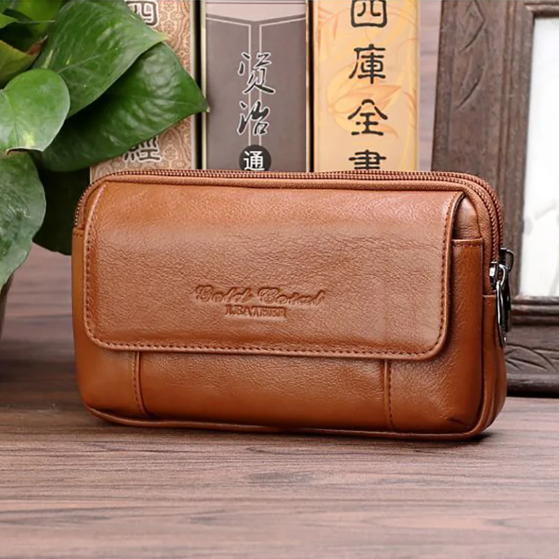 Echt leder Männer Zelle/Handy hülle Abdeckung Hüft tasche Zigarette männliche natürliche Haut 5,5-6.3 "Hüft gürtel Gürtel tasche Geldbörse