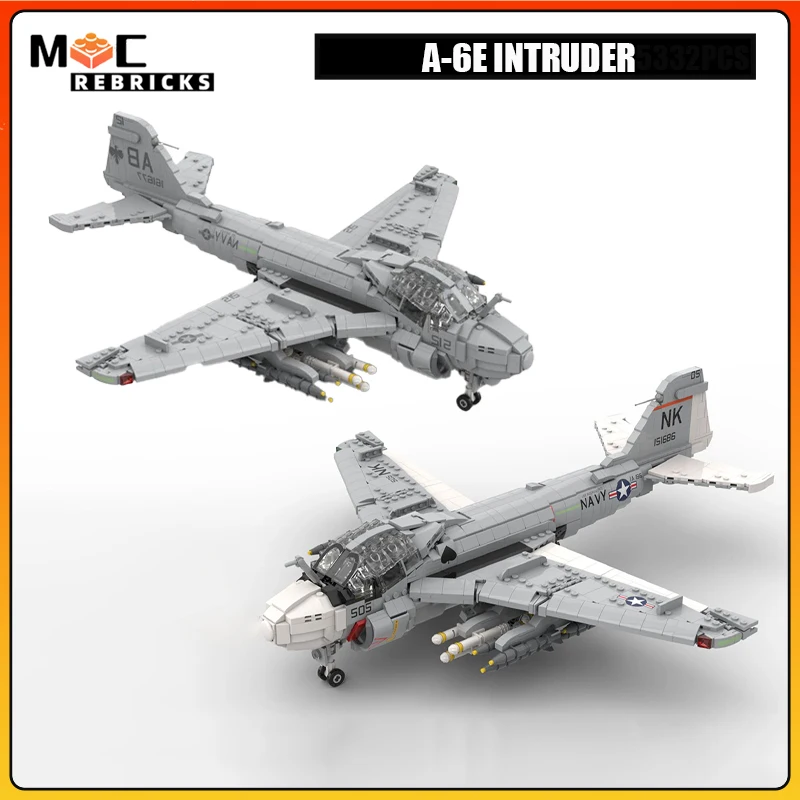 American Military Fighter Jet Battle Weapon A-6E Aerial Refueling Aircraft MOC Building Blocks Assembly Model Kids Bricks Toys