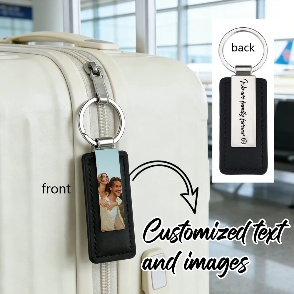 

Customized Double-Sided Leather Alloy Luggage Tag With Photo And Text Gift For Family Friends And Loved Ones Custom Luggage Tag