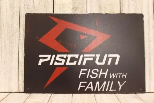 Piscifun Tin Metal Poster Sign Rustic Vintage Look Fishing Rod Reel Fish 97