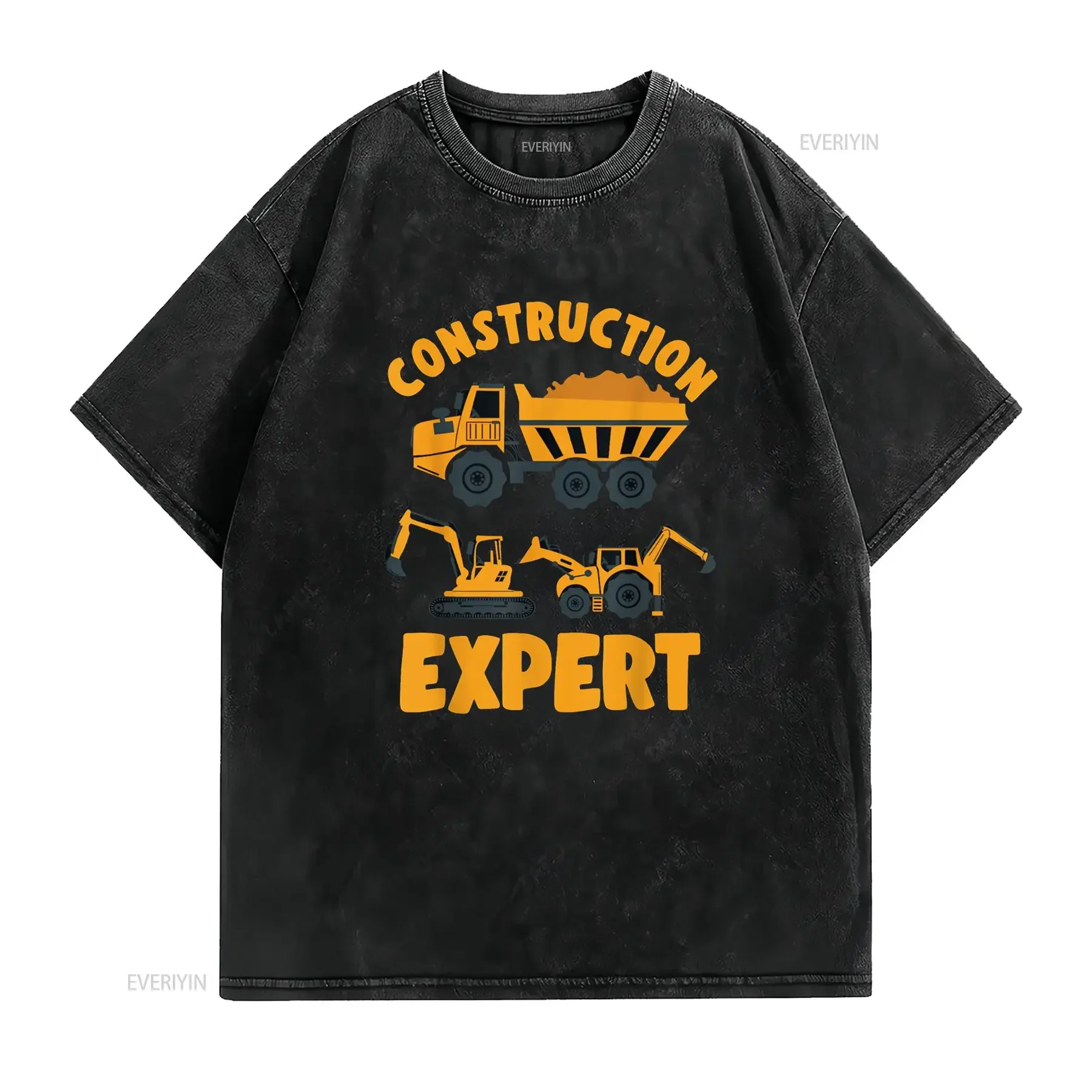 Construction Truck Excavator Digger Expert For Boys Toddler T Shirt vintage Washed fashion Slightly Breathable homme Versatile
