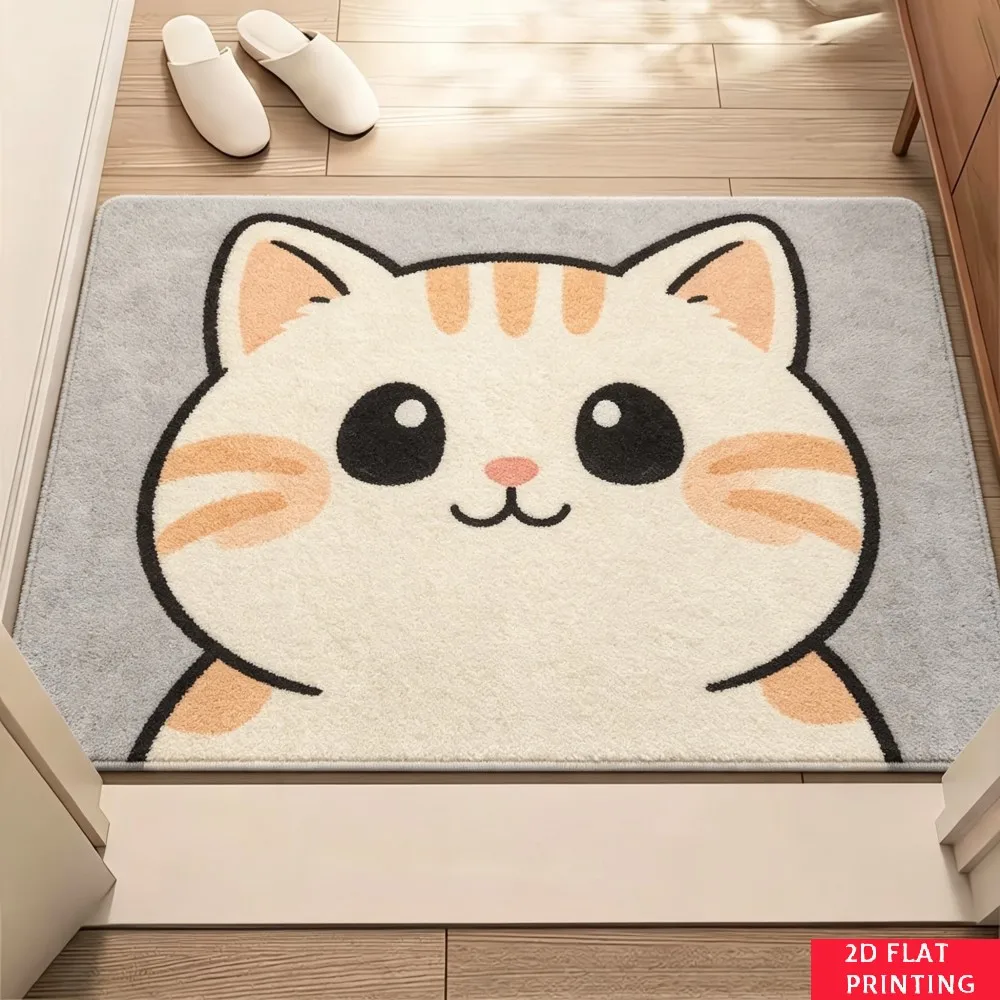 Puppy Face Gray Floor Mat Brown Ear Big Eye Smile Print Non Slip Washable Carpet For Dog Lover Bedroom Bathroom Home Decor