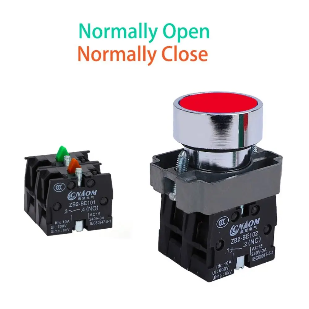 Self-locking Push Button Switch 22mm Mounting Hole 1NO 1NC ON OFF Switch Fireproof Momentary Push Switch Industrial Control
