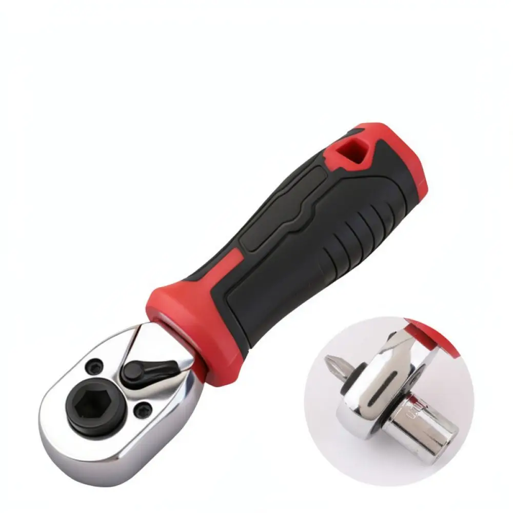 For For Hi Spec 1 4 Inch Mini Ratchet Wrench Dual Use Socket Handle Chrome Vanadium Steel Professional Mechanic Repair Hand Tool