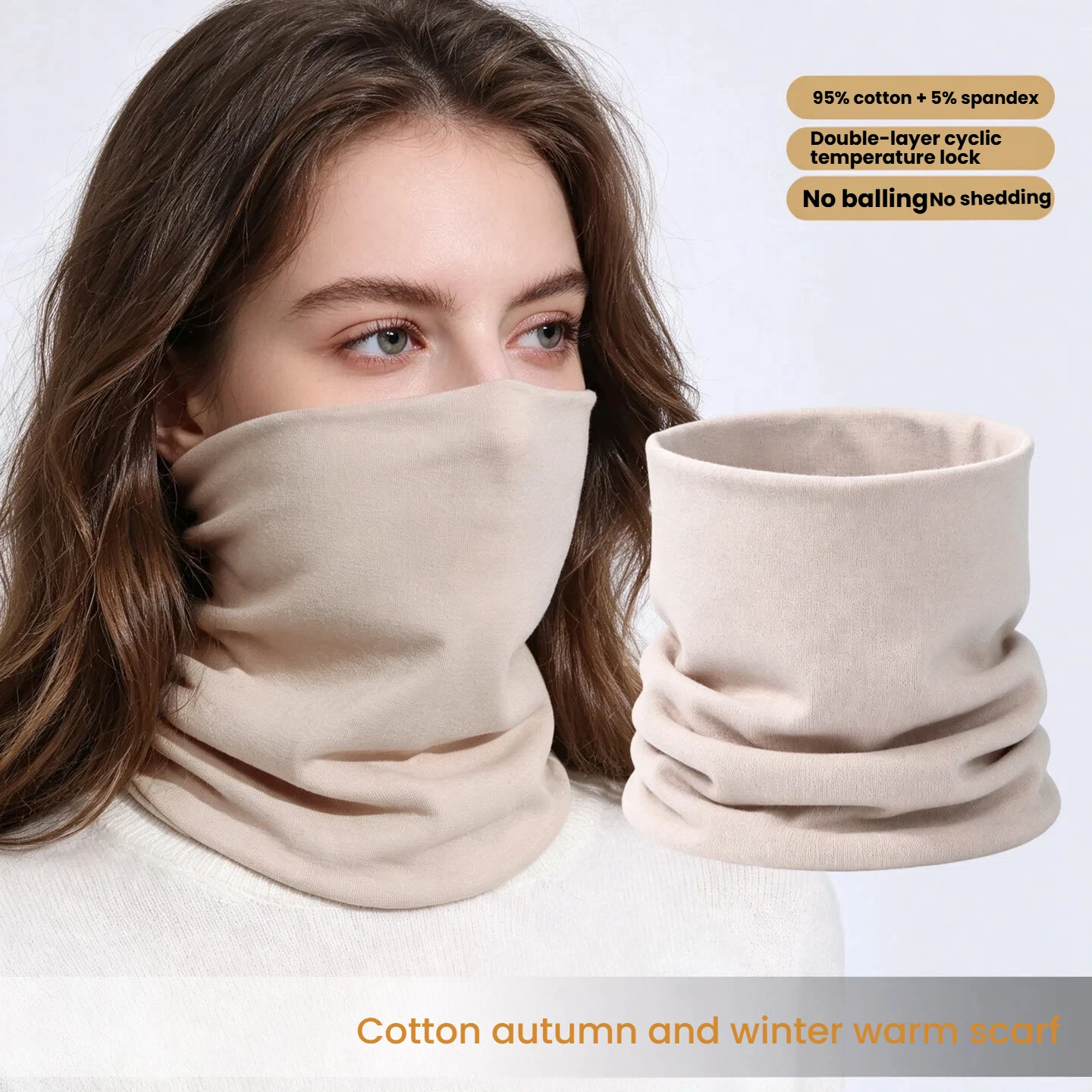 Winter New Double-layer Warm Cotton Scarf Unisex Solid Neck Guard Windproof Neck Cover Fashion Neck Gaiter Women Neckerchief