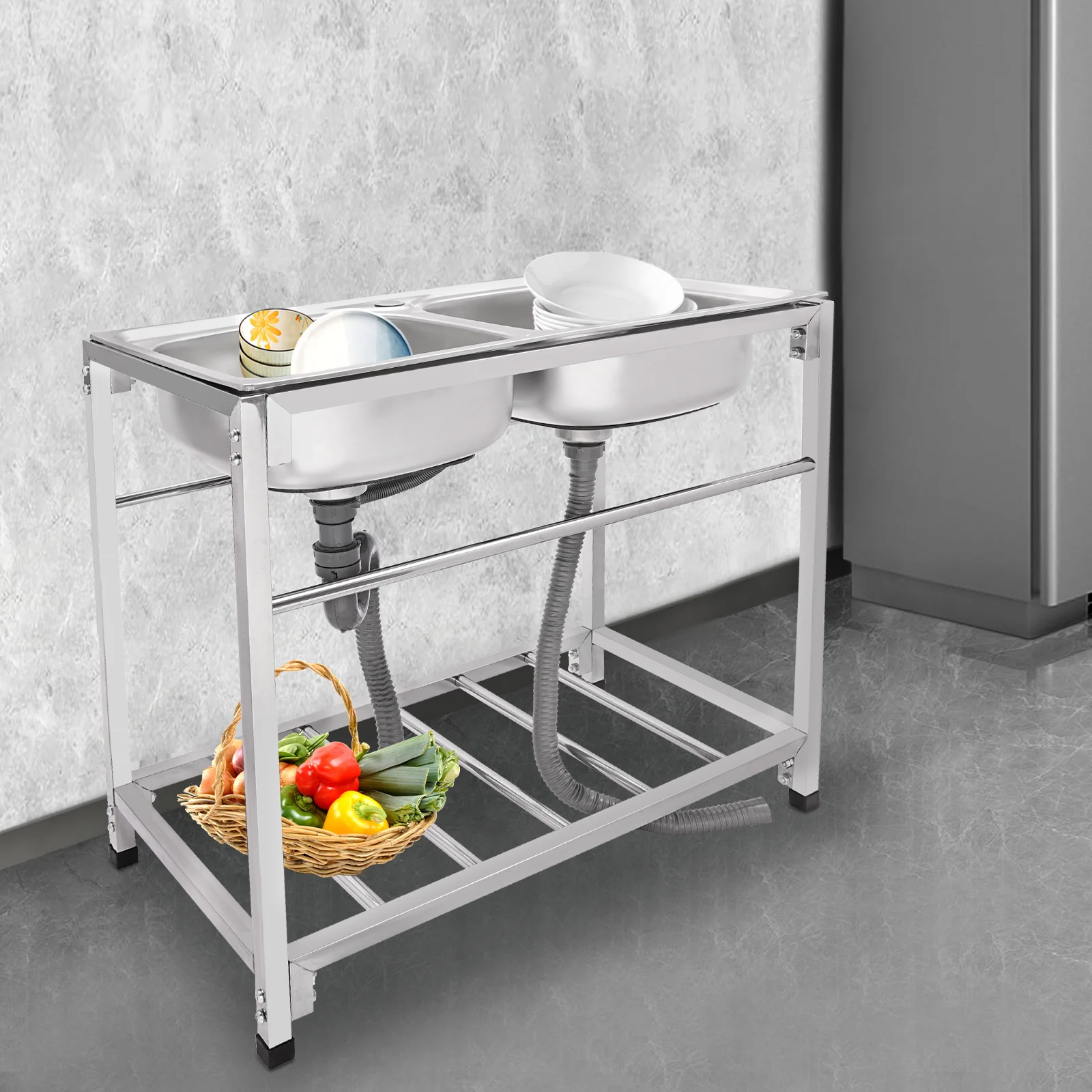 Commercial Kitchen Store - 83*43.94*76.96 inç Ticari Paslanmaz Çelik Evye