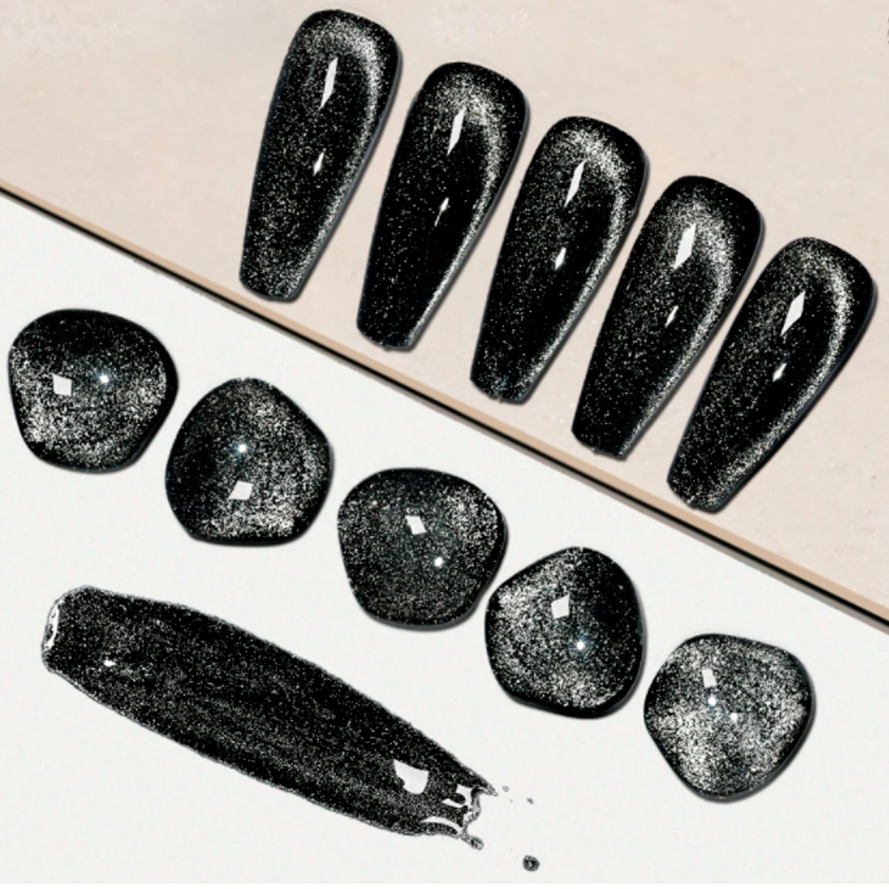Kodies Gel schwarzer Holm Katzenauge Gel Nagellack 15ml Magnet lack semi permanente UV/LED reflektierende Glitzer Basis Gel Lacke