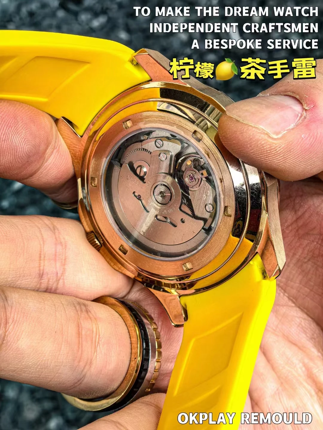OKPLAY Mannen Automatisch Horloge 42mm Aangepaste Gemodificeerde Mechanische Horloge 10ATM Waterdichte Lichtgevende NH35 Datum Rubberen Band