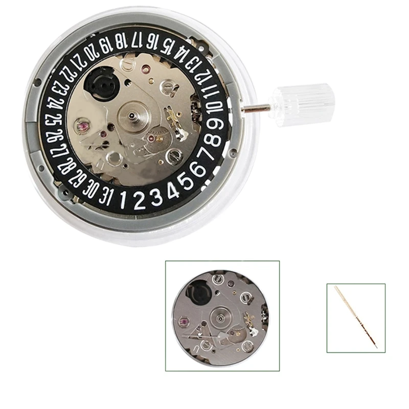 Top-NH35/NH35A Movement 6-Digit Black Single Calendar Three-Needle High-Precision Automatic Mechanical Movement Replacement