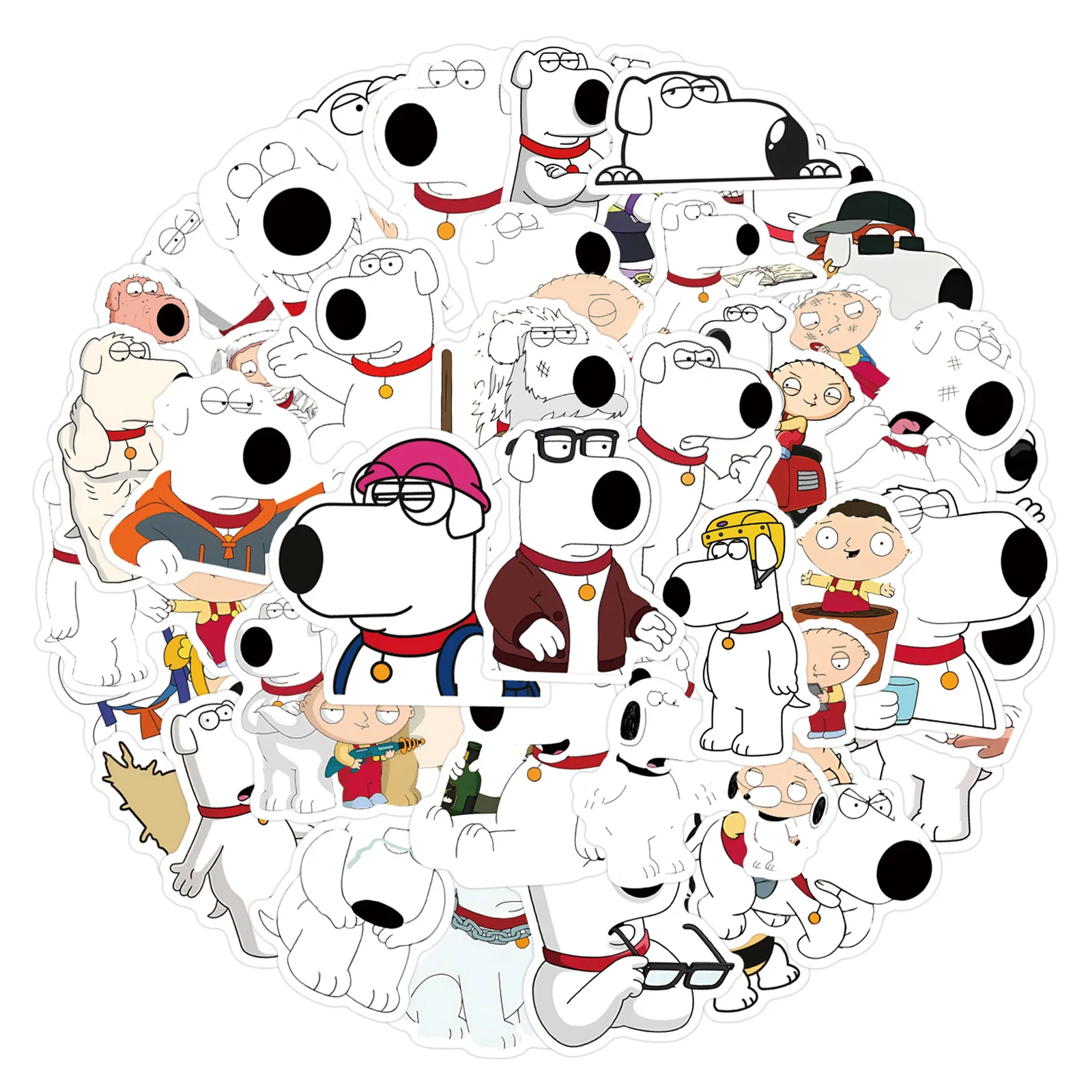 

55PCS Brian Sticker Cartoon Animation Family Guy Graffiti Waterproof Decal DIY Mobile Case Diary Scrapbook Decorative Sticker