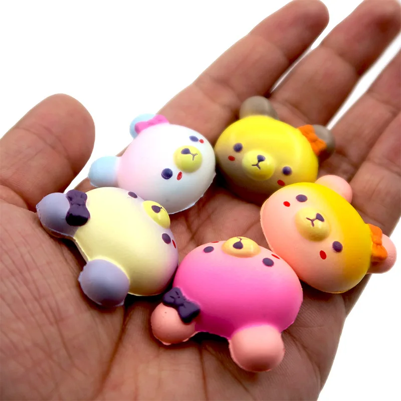 Original Gashapon Anime Figure Cute Kawaii Squeeze Soft Stress Relief Bread Food Bear Phone Sticker Keychain Toys For Kids Gift