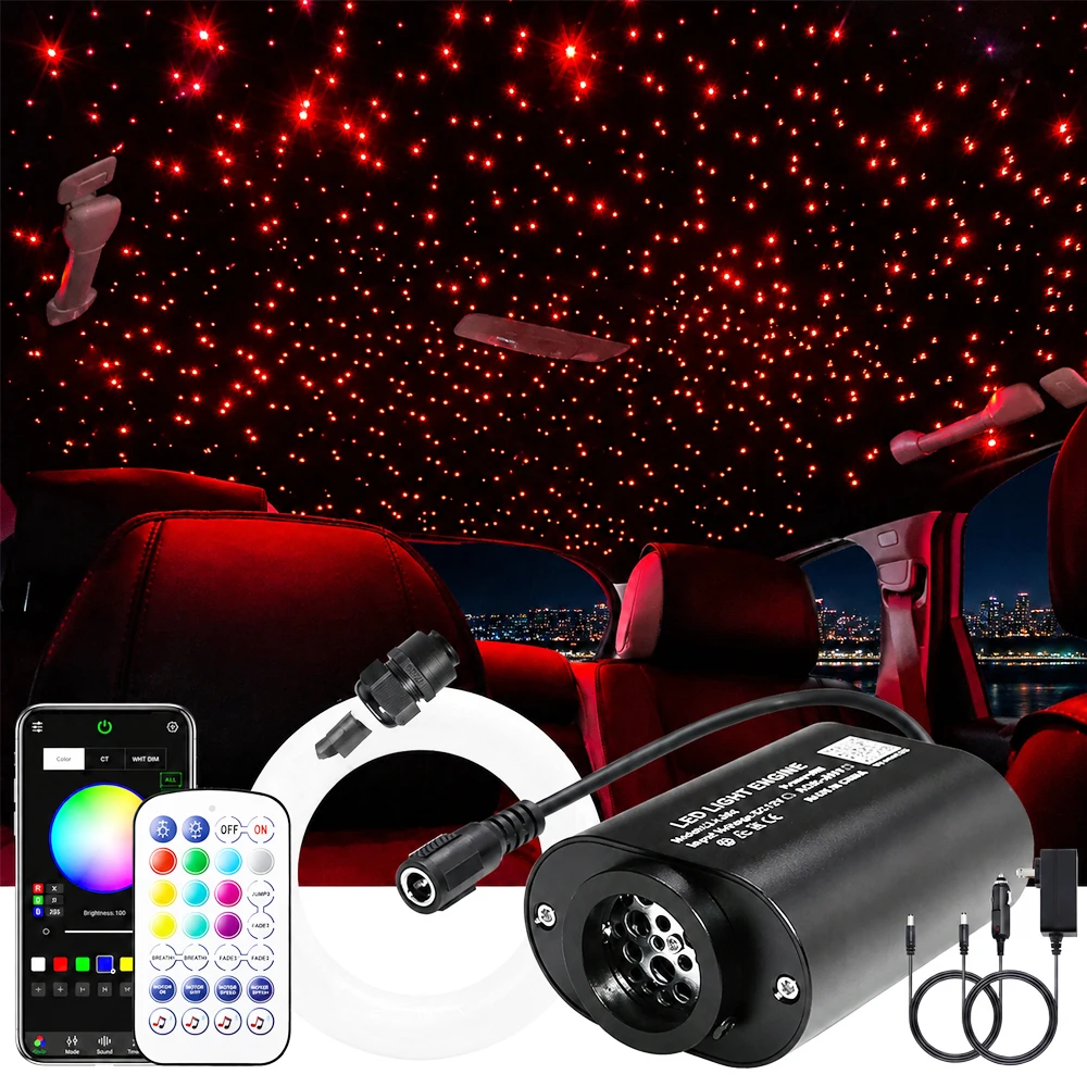 

6W Mini Size Twinkle RGBW Fiber Optic Lights with APP Control Music for Auto Car Headliner Star Ceiling Home