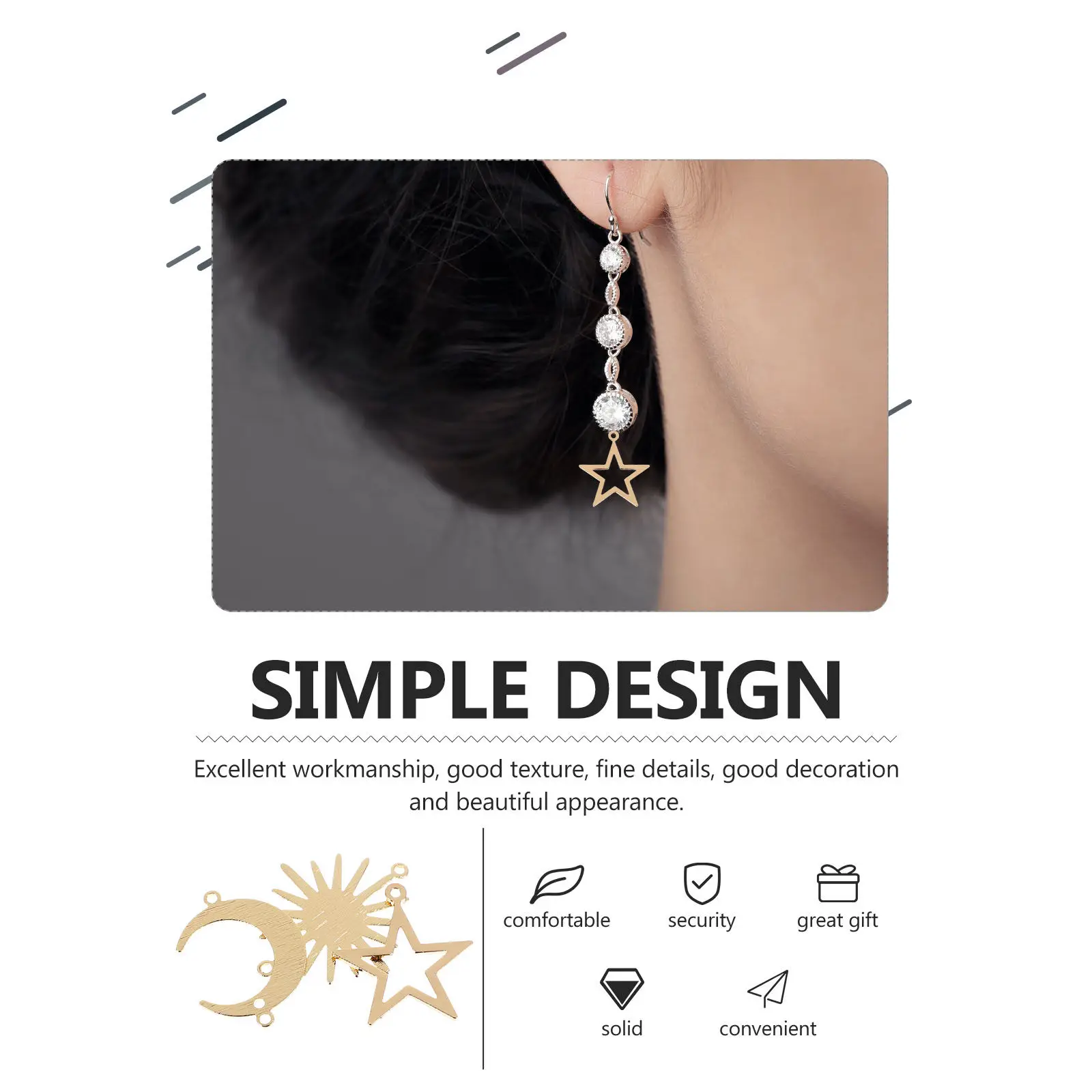 

30 шт. геометрических полых подвесок-шармов из сплава для изготовления ювелирных изделий своими руками: для ожерелий, браслетов, серег, брелоков, поделок (Солнце, Луна)