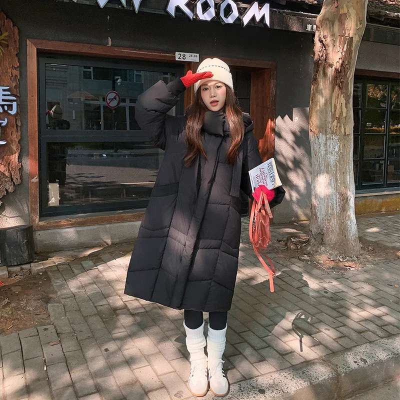 Women Long Parkas Coats Solid Jacket Hooded Drawstring Zipper Pocket Long Sleeve Loose Fit Casual Office Lady 2025 Autumn Winter