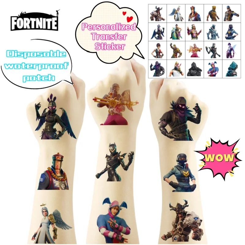 Neue Fortnite Kreative Persönlichkeits-Tattoo-Aufkleber Cartoon Hochwertige Farbige Wassertransfer Einweg-Tattoos Wasserfeste Aufkleber