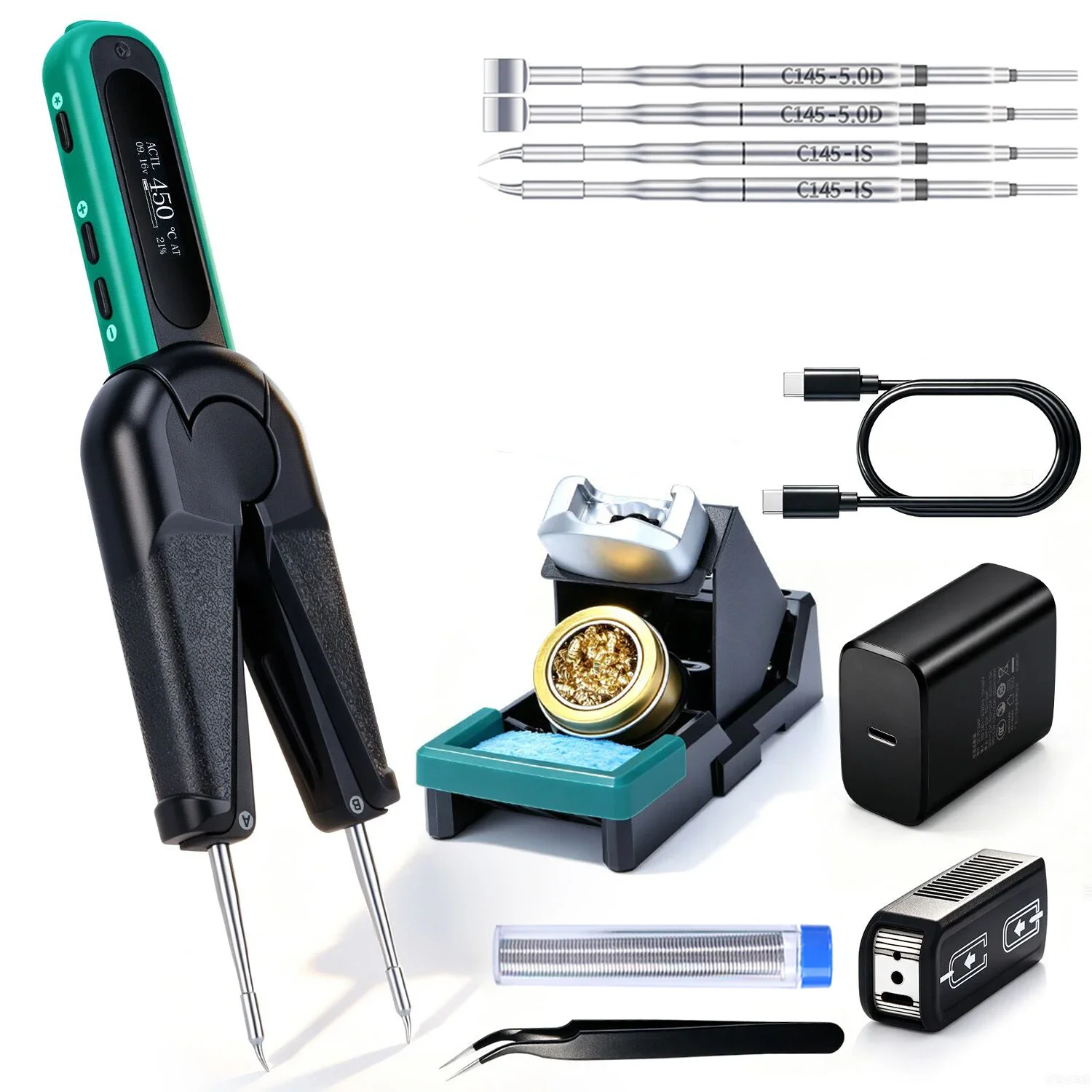 982-IX 25W Tweezers Micro Soldering Iron Kit 60W Fast Heating Portable SMD PCB Repair Tool LCD Precision Soldering Station