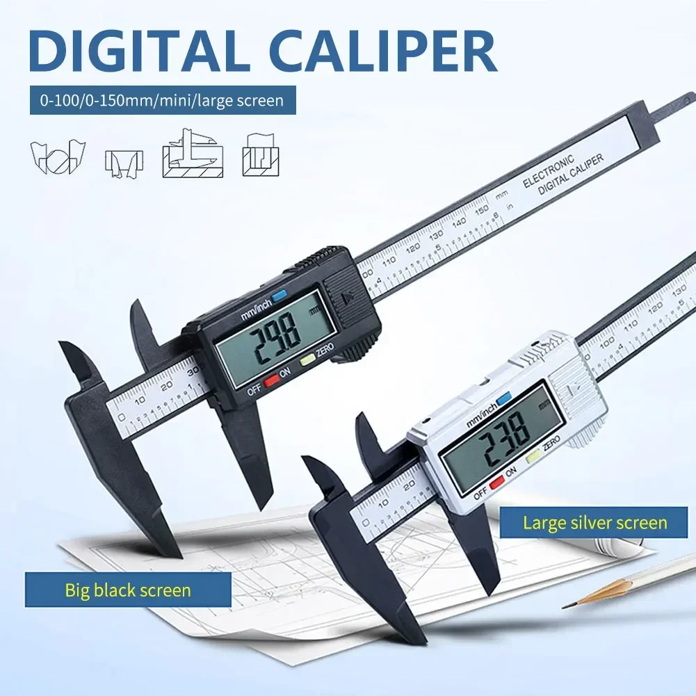 Digital Caliper Electronic Plastic Calipers Vernier Measuring Tools Carpentry Tool Ruler Large Screen Pachometer Digital Caliber