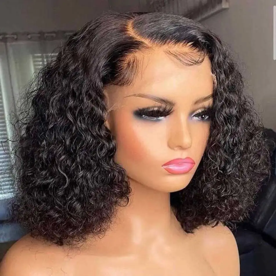 5x5 Closure Transparent Lace Front Bob Wigs Human Hair 4x4 Closure Curly Wigs For Women Choice Short Glueless wig Ready to Wear