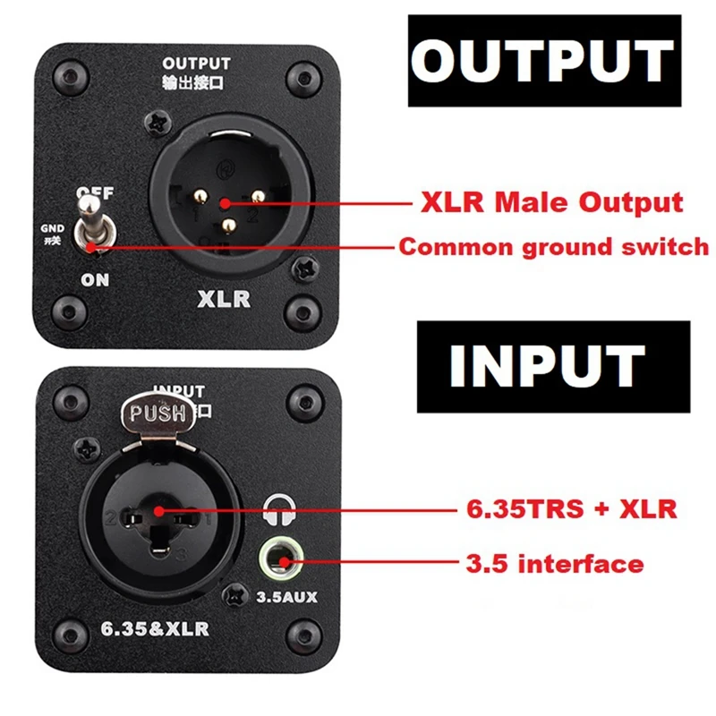 PRO XLR-3 Professional Stereo Ground Loop Isolator 3.5 RCA 6.35 XLR Audio Noise Filter Noise Suppressor Isolator For PC