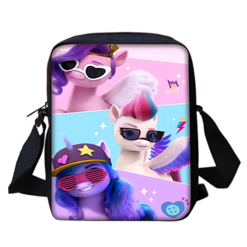 Cartoon M-My L-Little P-Pony Boy Girls Printed Shoulder Messenger Bag Child Casual Handbag Men Women Phone Bag Shopping Bag