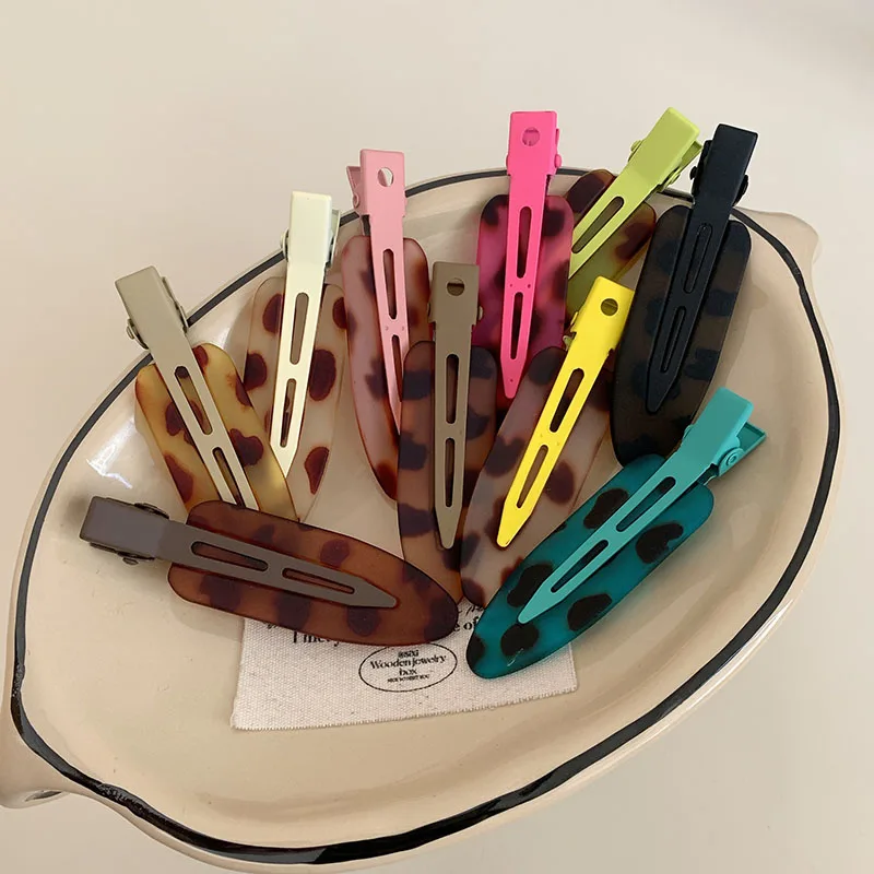 

Многоцветная бесшовная заколка для волос с леопардовым принтом во французском стиле, модная женская заколка для макияжа, аккуратная заколка в виде утконоса, аксессуар для волос